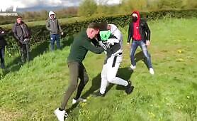 Backyard Kickboxing - Ramon Wins Chops Down Opponent With Leg Kicks