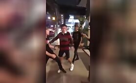 white hero(cap on) in Thailand saves girls from rapist drug dealer(tall guy)